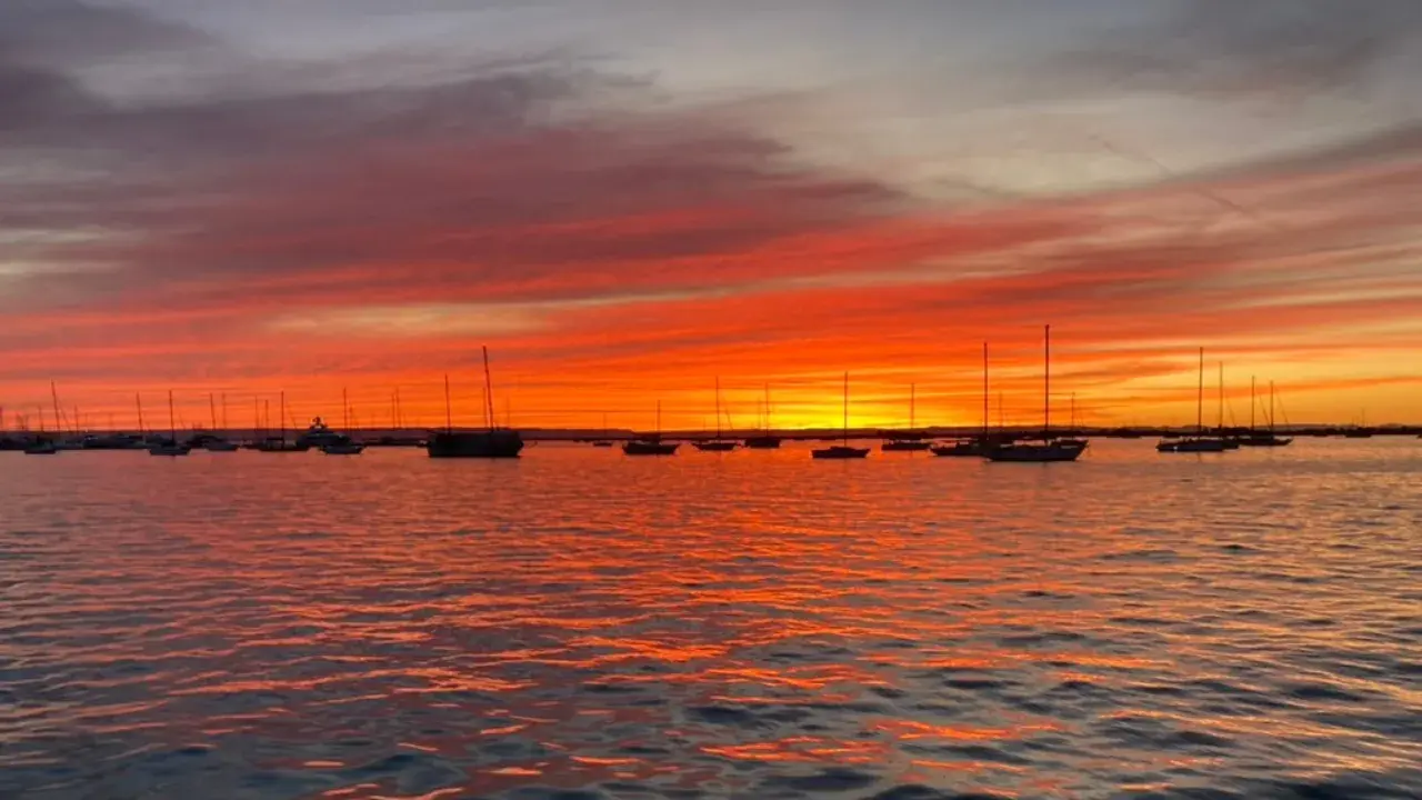 The beach at the Malecon in La Paz, Mexico.