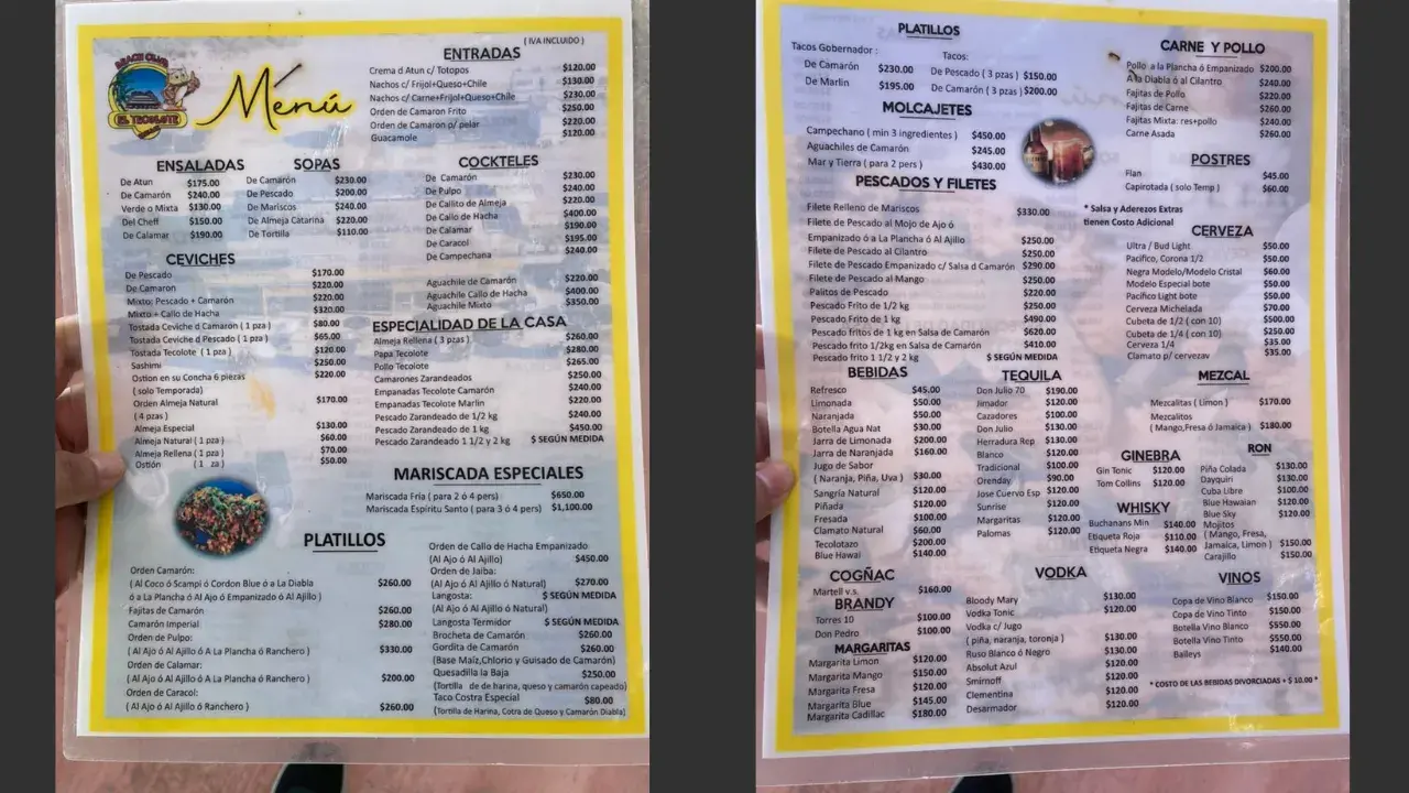 Menu Tecolote Beach Club